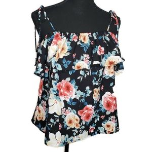 Honey Peace Cold Shoulder Floral Top